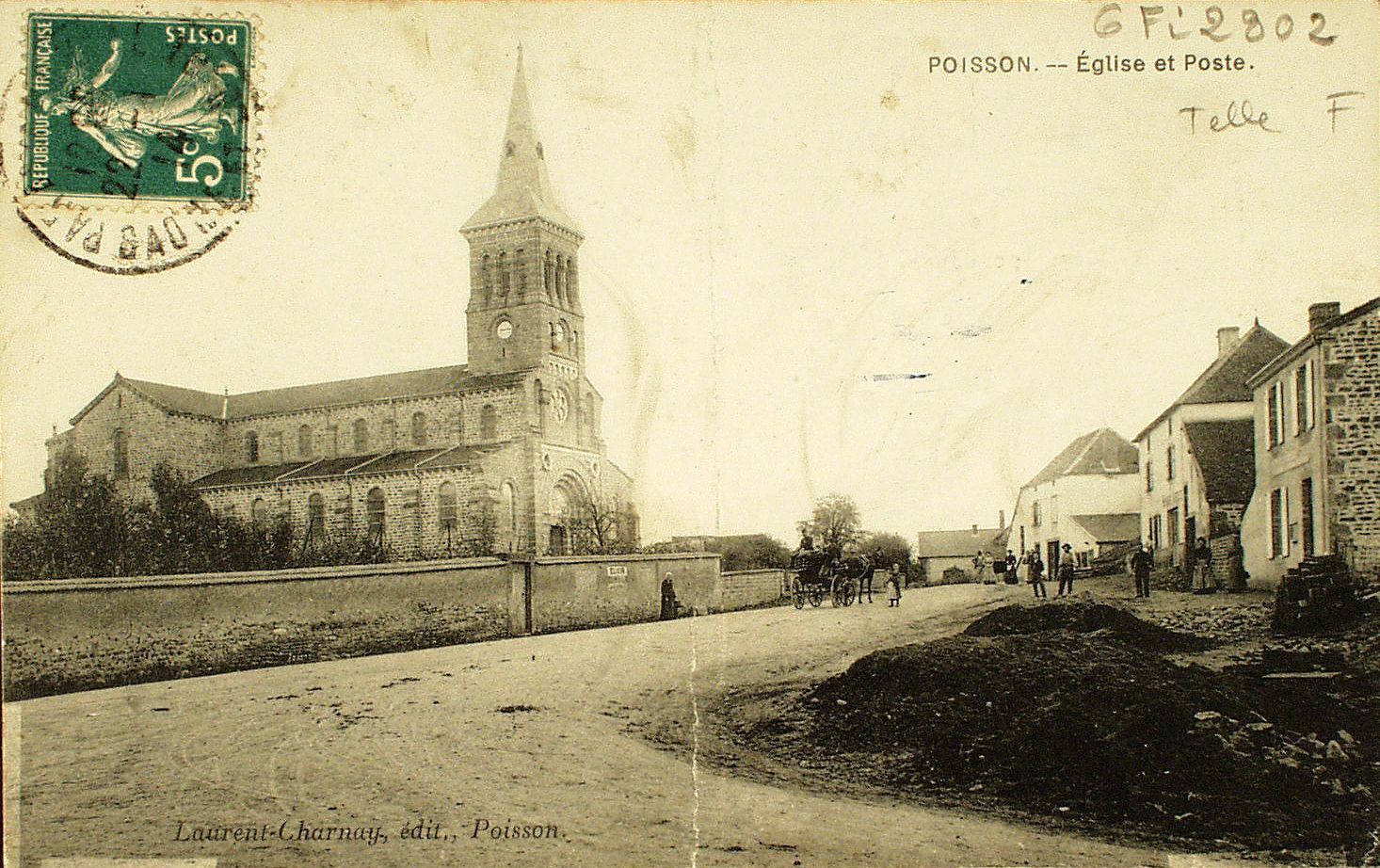 Poisson. Eglise et poste.