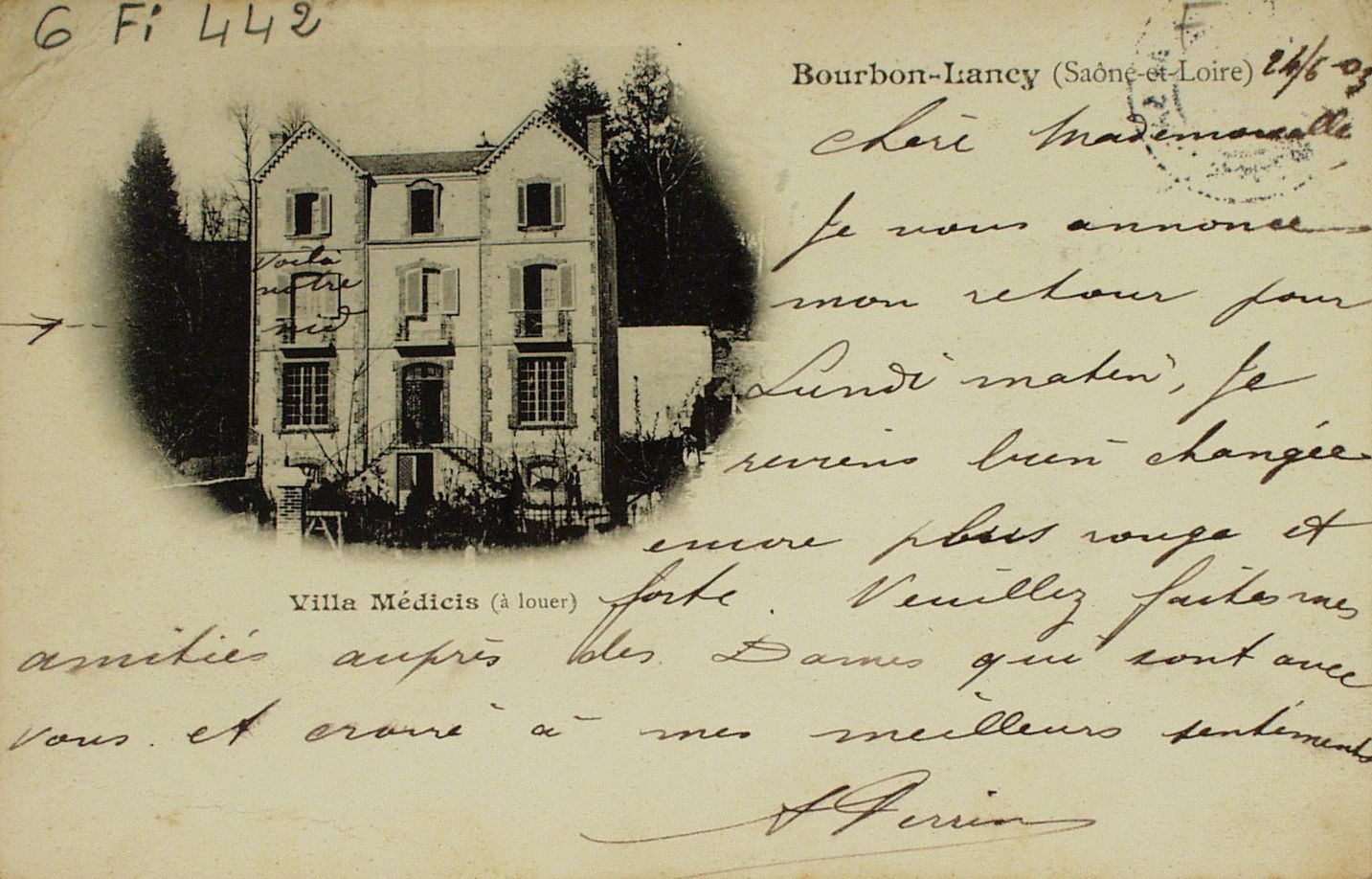 Bourbon-Lancy. Villa Médicis (à louer).