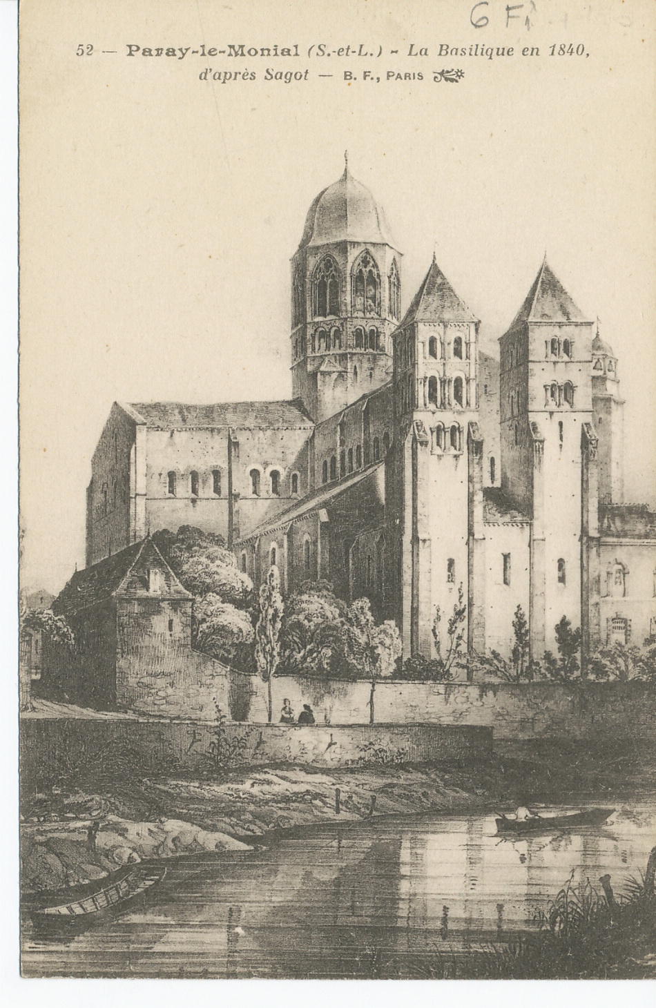 Paray-le-Monial. La basilique en 1840, d'après Sagot.